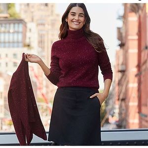 RED 100% Cashmere Lands End Turtleneck